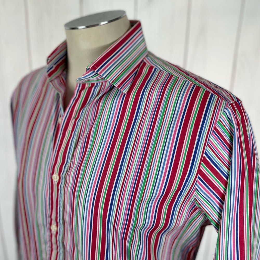 Polo Ralph Lauren Multi-Color Striped Regent Long Sleeve Button Up Shirt - M - Picture 3 of 4